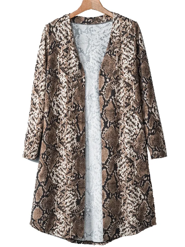 Loose-Fitting Snakeskin Cardigan Satin Fabric Silk Fabric Chiffon Fabric