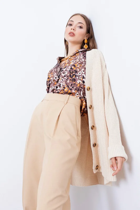 Woman Buttoned Thessaloniki Cardigan Zippered Buttoned Snapped