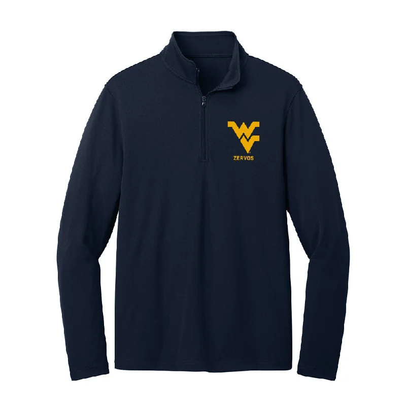 West Virginia - NCAA Women's Cross Country : Zara Zervos - Lightweight Quarter Zip Jacket A-Line Jacket Boat Neck Shawl Collar West Virginia - NCAA Women's Cross Country : Zara Zervos - Lightweight Quarter Zip Jacket A-Line Jacket Boat Neck Shawl Collar