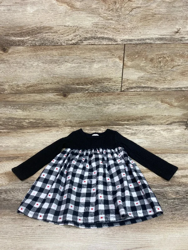 First Impressions Ribbed Buffalo Check Dress Black sz 18m