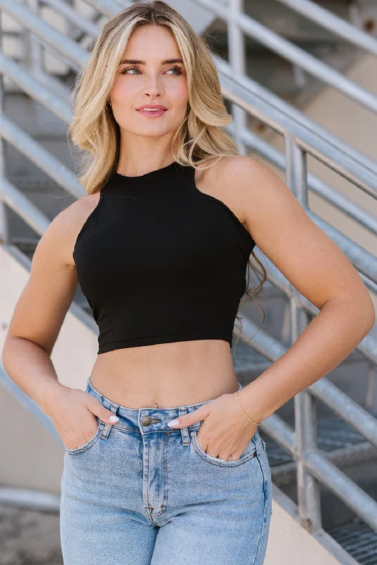 Cropped Round Neck Sleeveless Tank Top one shoulder tank