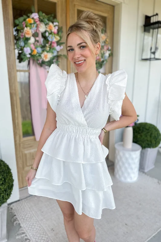 Lucy V Neck Ruffle Detail Dress *FINAL SALE*