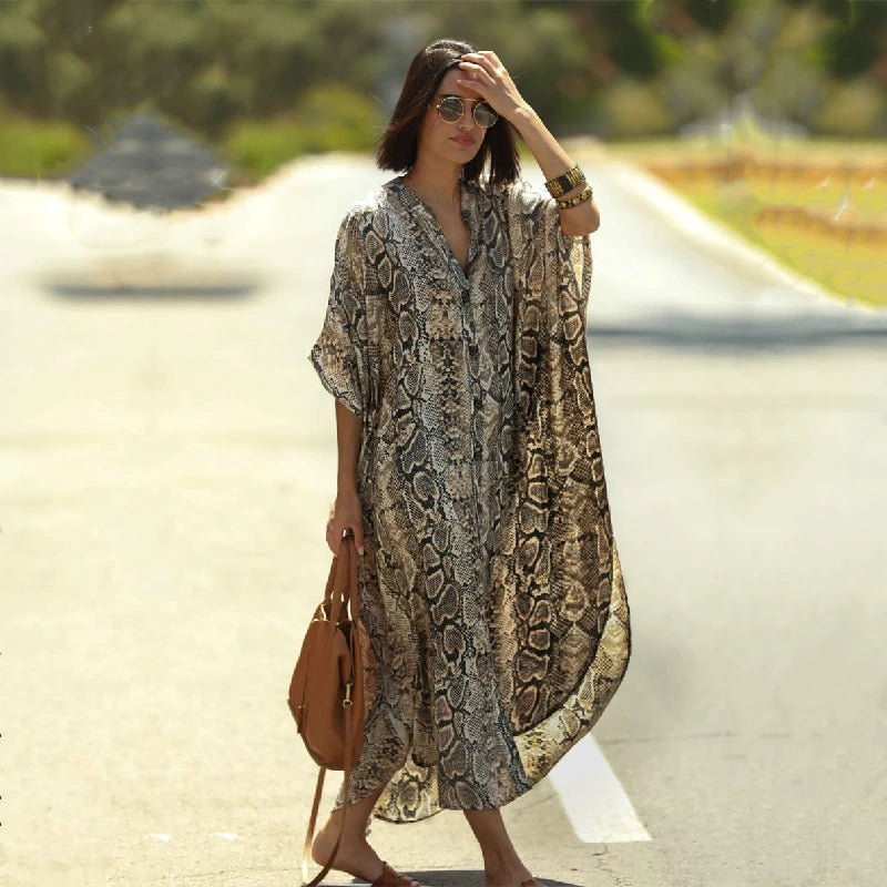 Long Beach Dress, Printed Women's Kaftan, Multi Designs