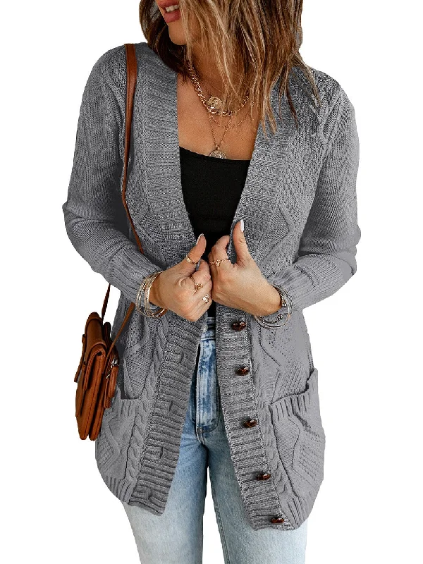Long Cardigan with Pockets Elasticated Padded Insulated