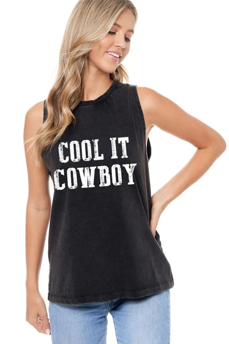 Cool It Cowboy Tank teal tank top