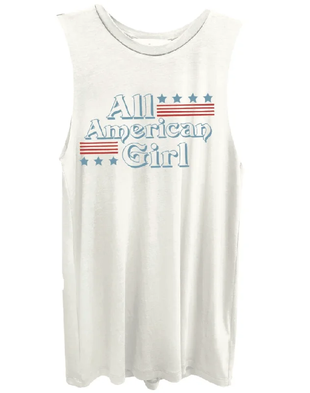 4th & Rose All American Girl White Muscle Tank relaxed fit tank