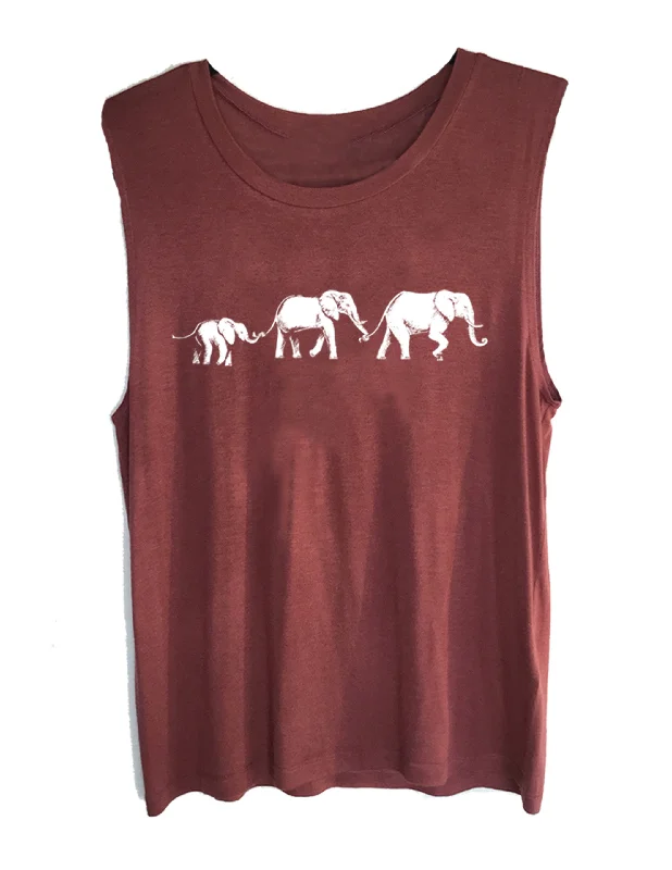 4th & Rose One Love Elephant Berry Muscle Tank off shoulder tank