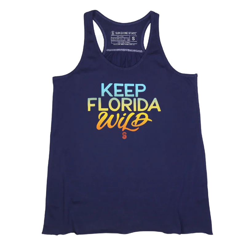 KEEP FL WILD FLOWY TANK - NAVY peach tank top