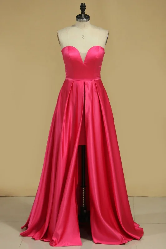 Sheath Sweetheart Prom Dresses Zipper Up Satin