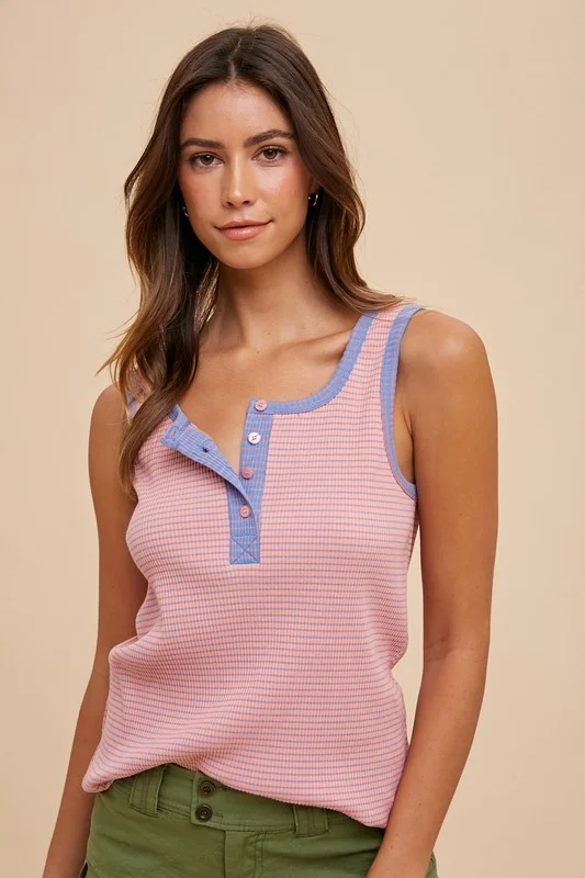 Ribbed Stripes Mauve Tank Top loose fit tank