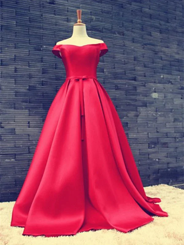 Custom Made Red Off Shoulder Long Prom Gown, Red Prom Dresses, Long Red Formal Dresses Custom Made Red Off Shoulder Long Prom Gown, Red Prom Dresses, Long Red Formal Dresses