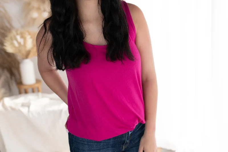 Emmie Basic Round Neck Tank- Dark Magenta vintage tank top