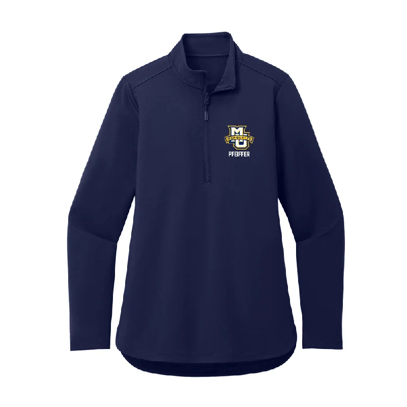 Marquette - NCAA Women's Cross Country : Gretchen Pfeiffer - Women's Premium Quarter Zip Jacket Boat Neck Shawl Collar Notched Collar Marquette - NCAA Women's Cross Country : Gretchen Pfeiffer - Women's Premium Quarter Zip Jacket Boat Neck Shawl Collar Notched Collar