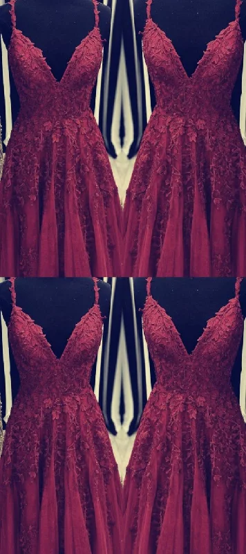 A line burgundy Prom Dress Evening Gowns   cg17650