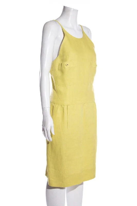 Chanel Citrine Dress With Button Detail SZ 40