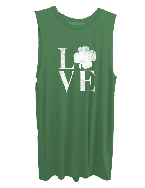 4th & Rose "Love" Shamrock Graphic Tank cold shoulder tank