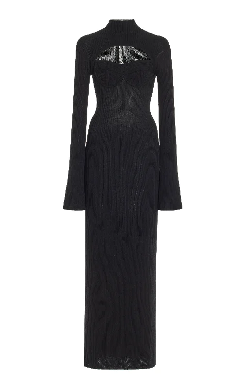 Danica Knit Dress in Black Merino Wool Cashmere
