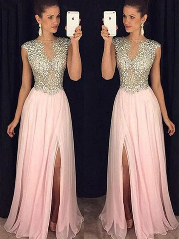 Custom Made Round Neck Sleeveless Pink Prom Dress, Pink Formal Dress, Graduation Dress Custom Made Round Neck Sleeveless Pink Prom Dress, Pink Formal Dress, Graduation Dress