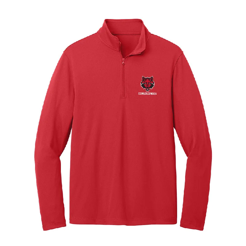 Arkansas State - NCAA Women's Cross Country : Maja Dzialoszewska - Lightweight Quarter Zip Jacket Welt Pockets Slit Pockets Flap Pockets Arkansas State - NCAA Women's Cross Country : Maja Dzialoszewska - Lightweight Quarter Zip Jacket Welt Pockets Slit Pockets Flap Pockets
