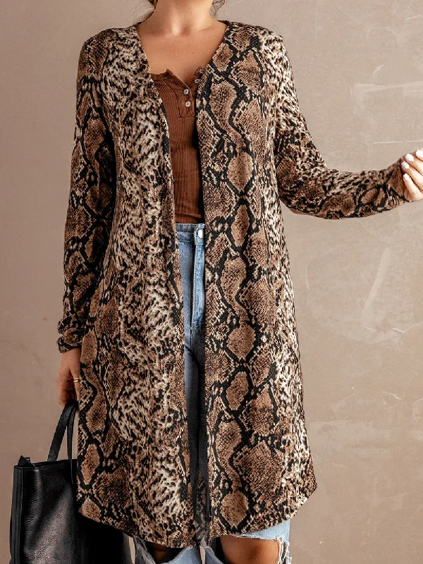 Brown and Black Snakeskin Cardigan Wool Fabric Cashmere Fabric Tweed Fabric