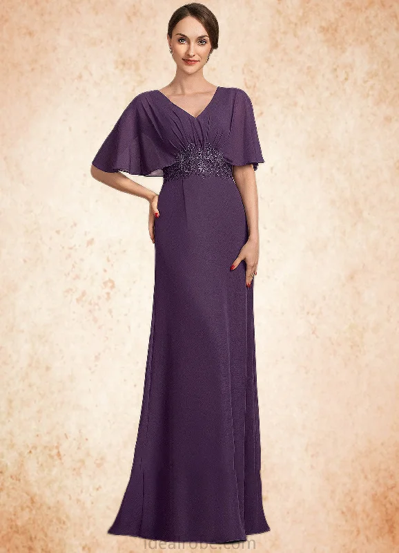 Persis A-Line V-neck Floor-Length Chiffon Mother of the Bride Dress With Lace Sequins STK126P0014665 Persis A-Line V-neck Floor-Length Chiffon Mother of the Bride Dress With Lace Sequins STK126P0014665