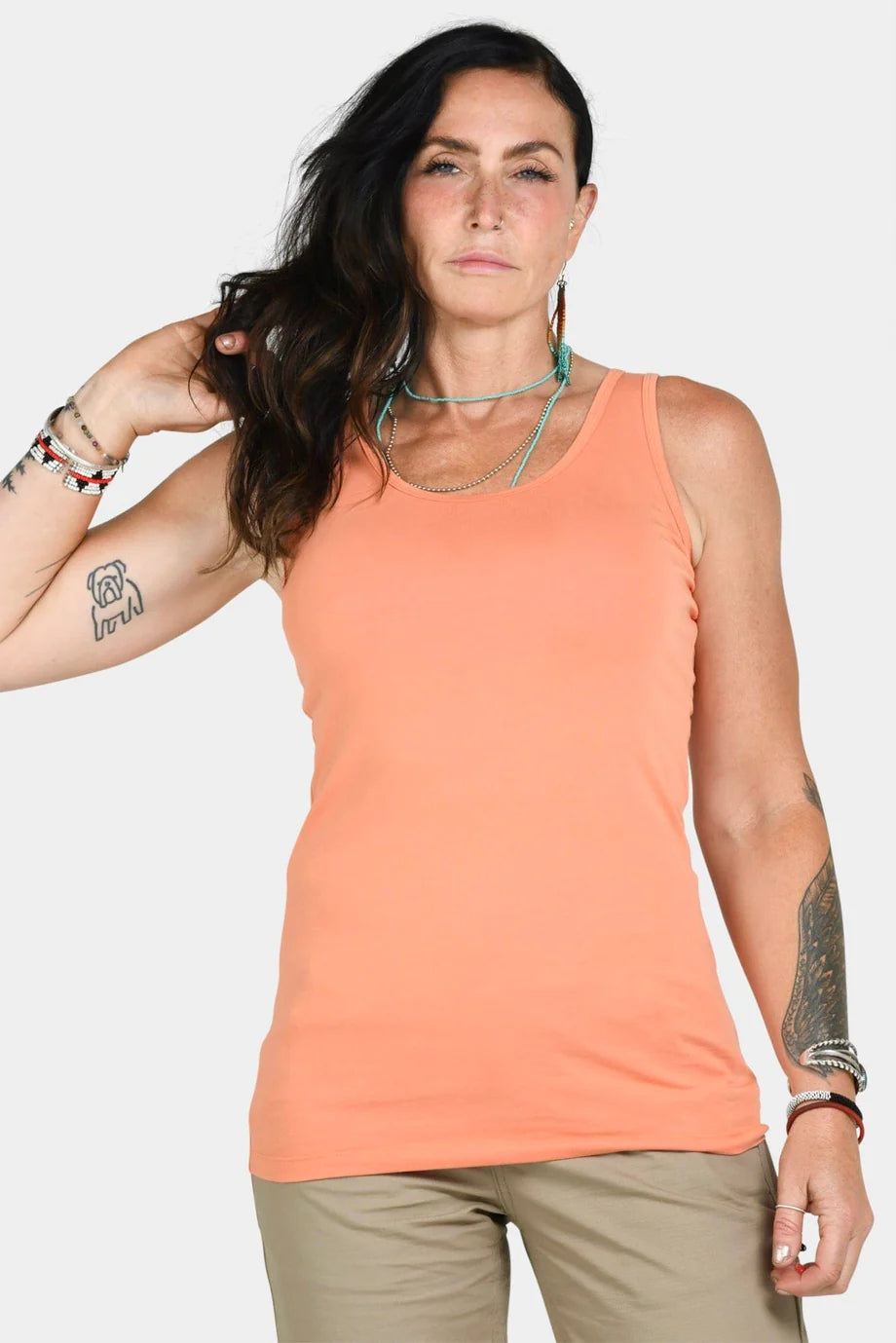 Dovetail Women's Solid Tank in Sunbaked soft pink tank