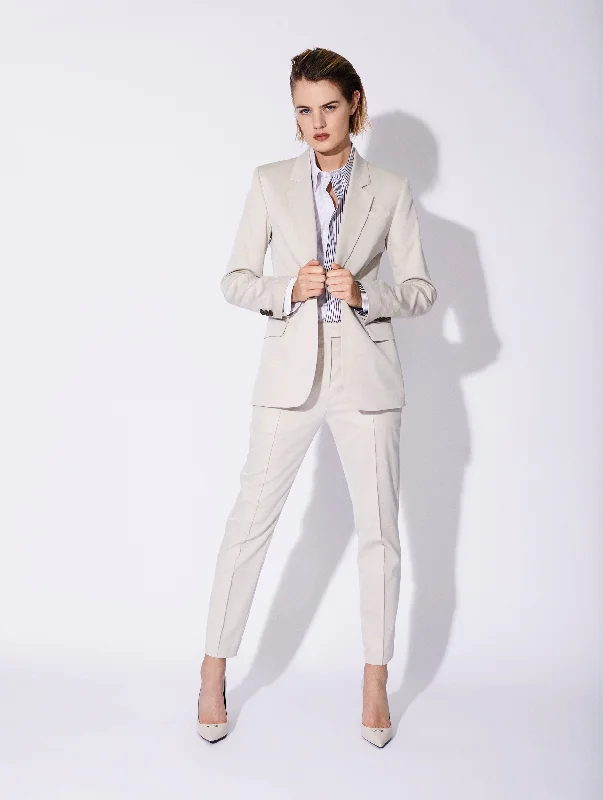 Cream stretch gabardine suit jacket