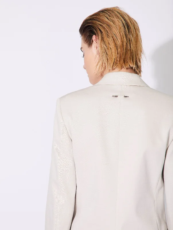 Cream stretch gabardine suit jacket