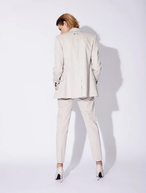 Cream stretch gabardine suit jacket