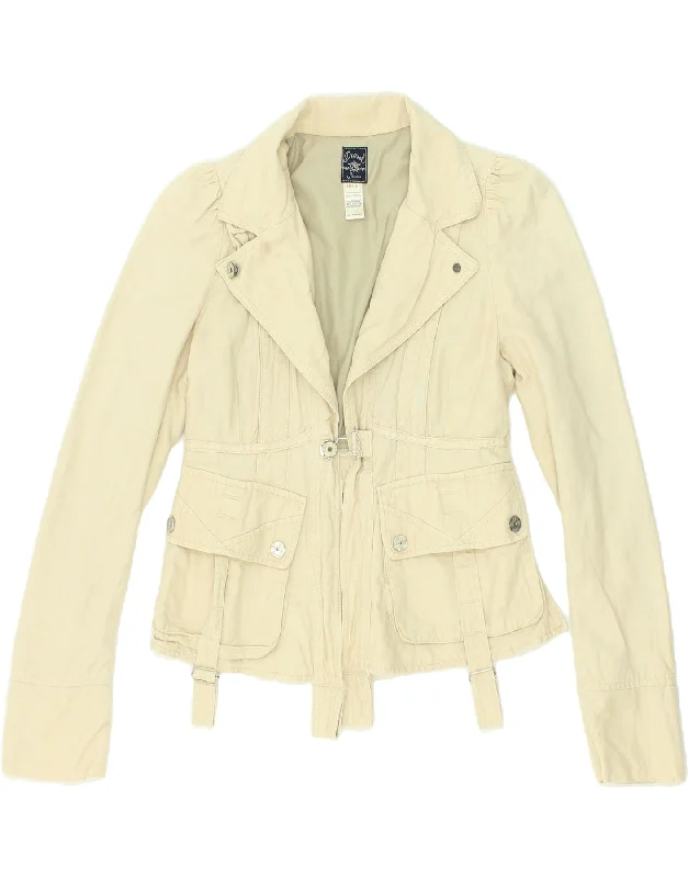 DIESEL Womens 1 Button Blazer Jacket UK 10 Small Beige Linen