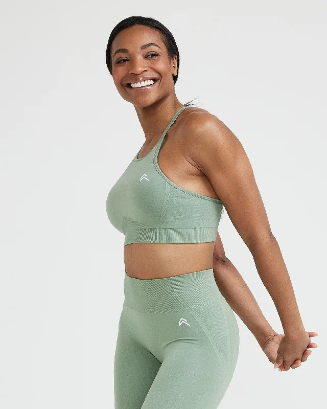 Effortless Seamless High Neck Bralette | Sage