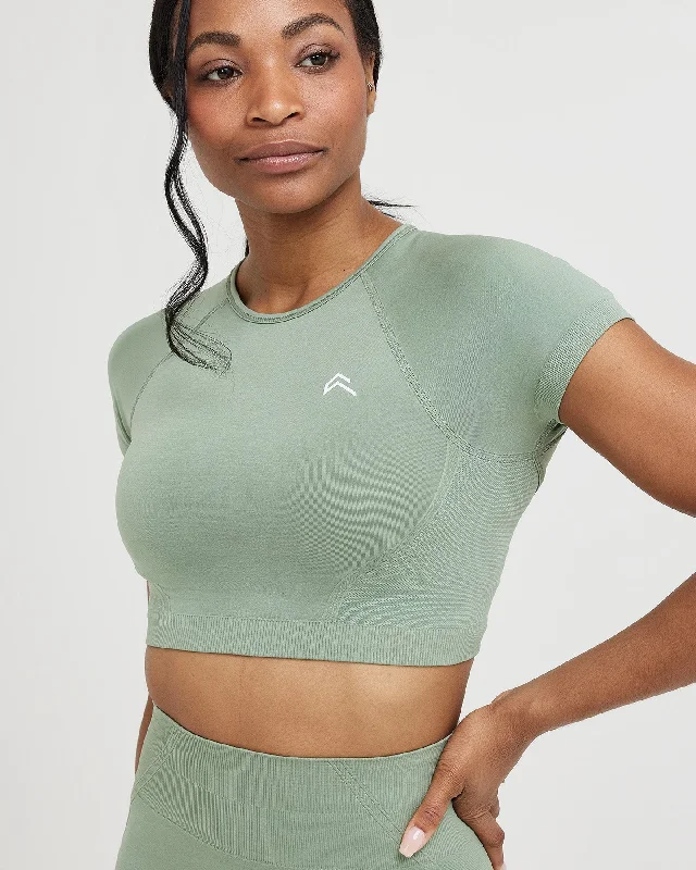 Effortless Seamless Short Sleeve Crop Top | Sage