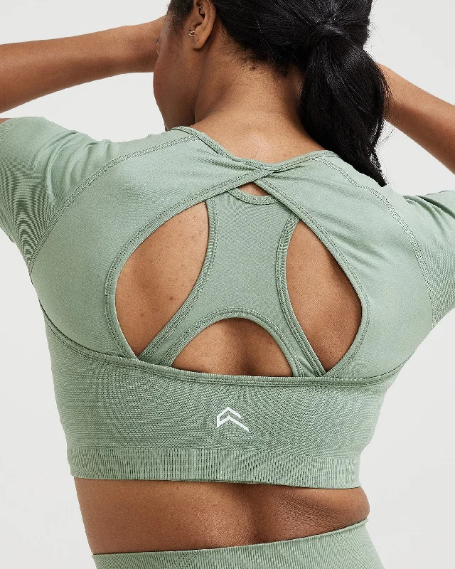 Effortless Seamless Short Sleeve Crop Top | Sage