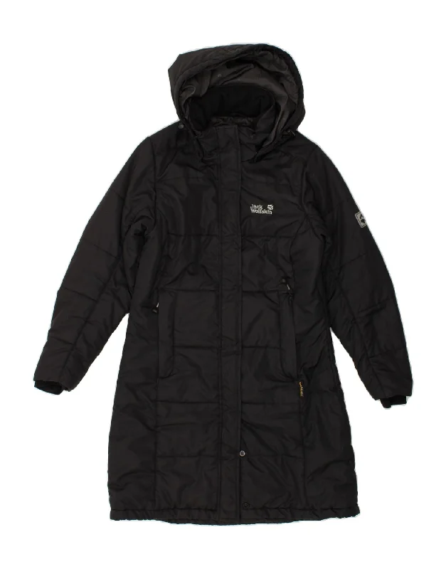 JACK WOLFSKIN Womens Hooded Padded Coat UK 10 Small  Black Polyester