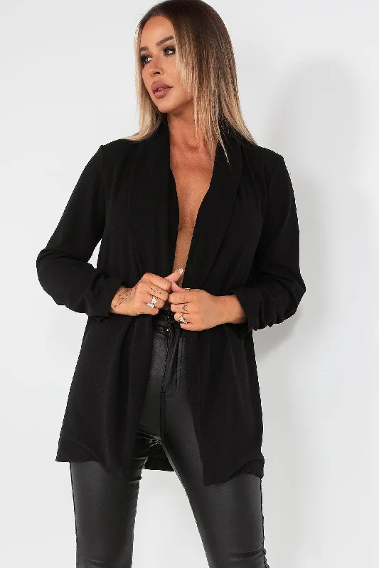 Layla Black Ruched Sleeve Blazer