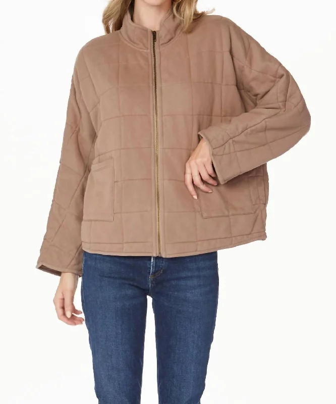 Mock Neck Dolman Jacket In Hazelnut