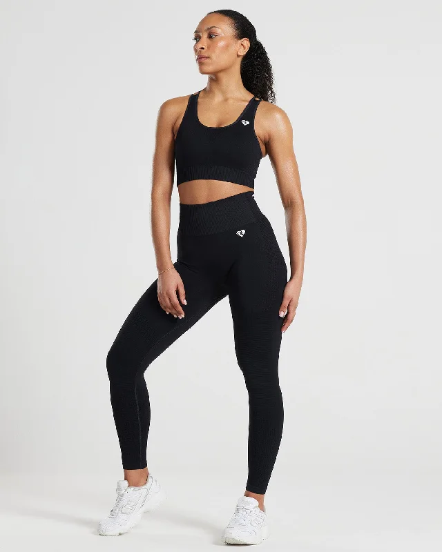 Power Seamless Sports Bra | Black