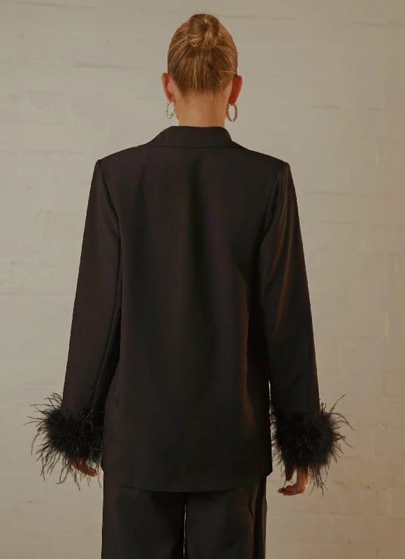 Shake It Off Feather Blazer - Night