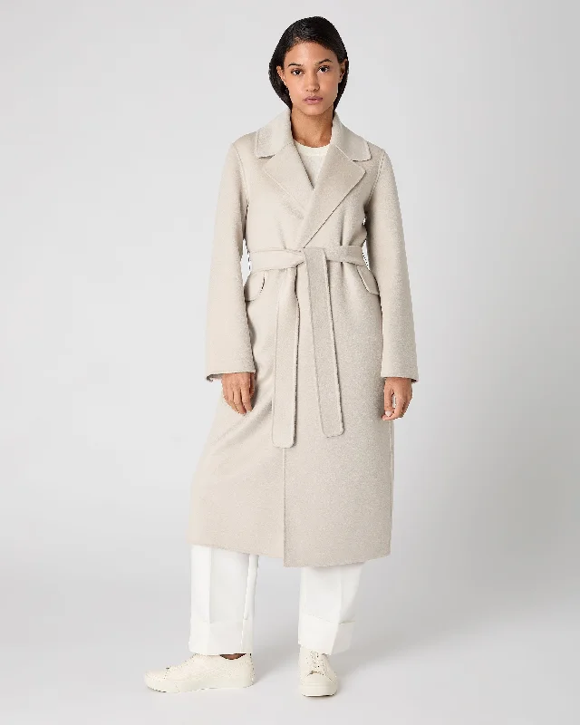 Women's Notch Lapel Cashmere Coat Cream