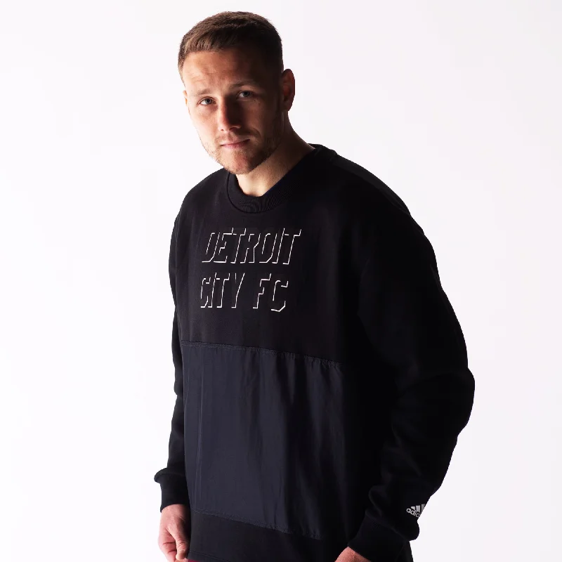 DCFC adidas Fleece Woven Text Shadow Crew- Black