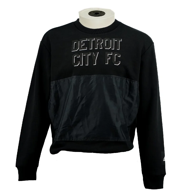 DCFC adidas Fleece Woven Text Shadow Crew- Black