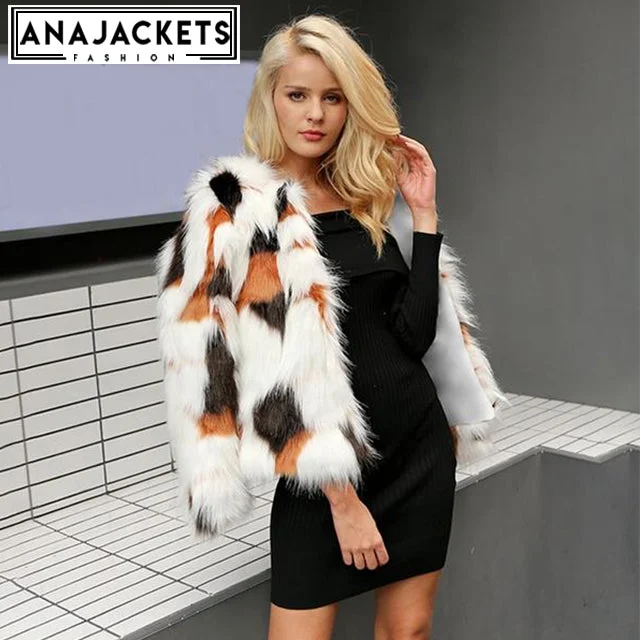 Elegant Faux Fur Long Sleeve Coat Jacket