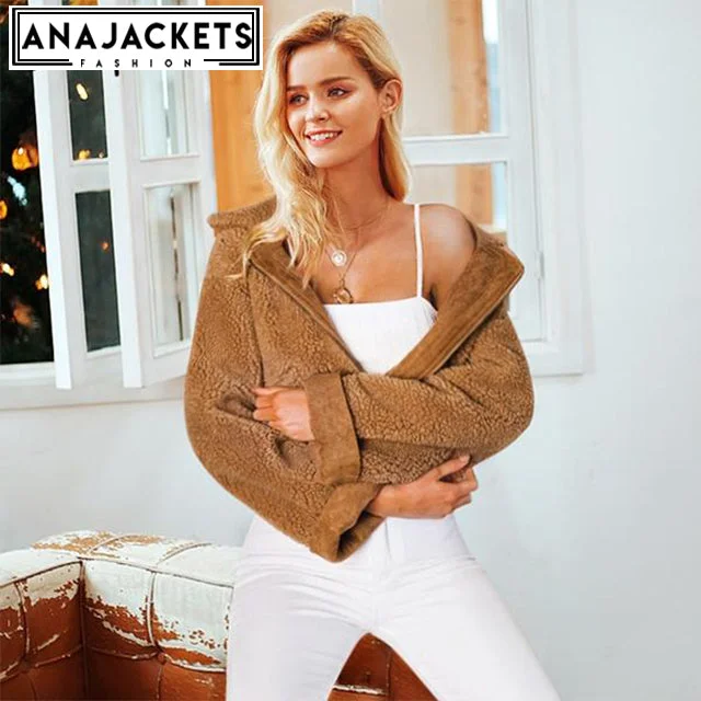 Faux Fur Lambswool Lapel Women Jacket