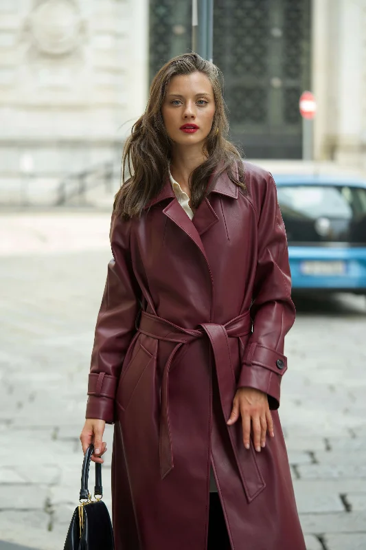 Nadine Faux Leather Trench Coat