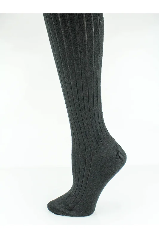 Merino Wool Tights Black Ribbed