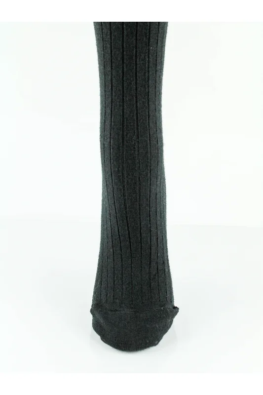 Merino Wool Tights Black Ribbed