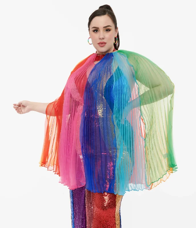 Rainbow Pleated Cape