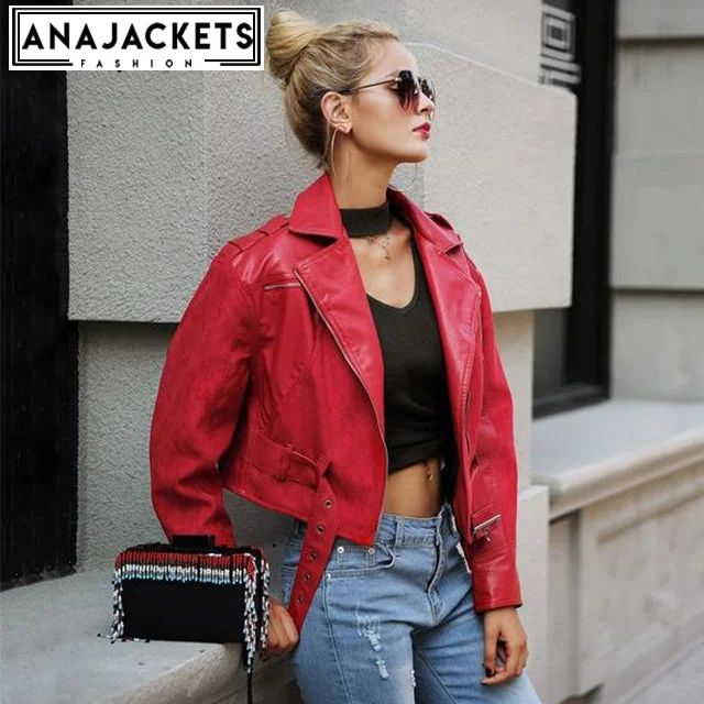 Red Fashion leather Jacket