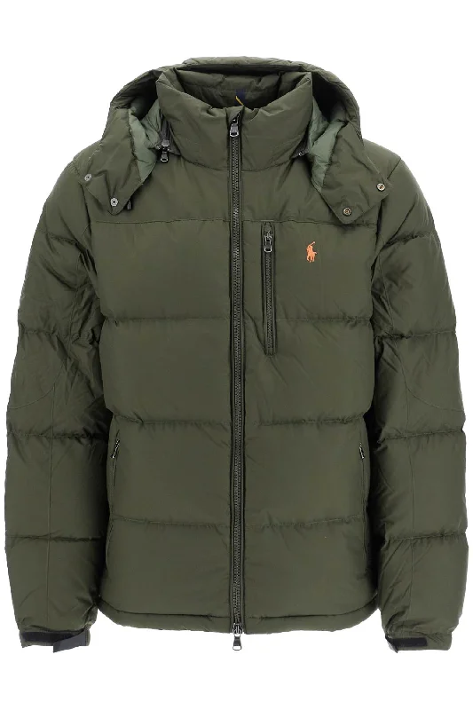 ripstop down jacket with hood 710940237003 COMPANY OLIVE