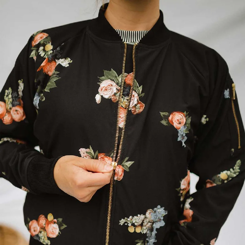 Rose Black Bomber Jacket